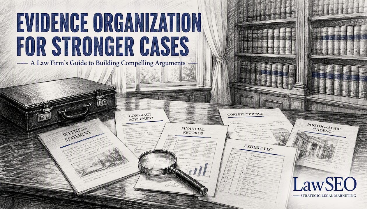 Evidence audit documents on law firm table