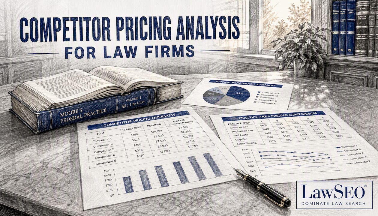 Competitor pricing charts on law office desk