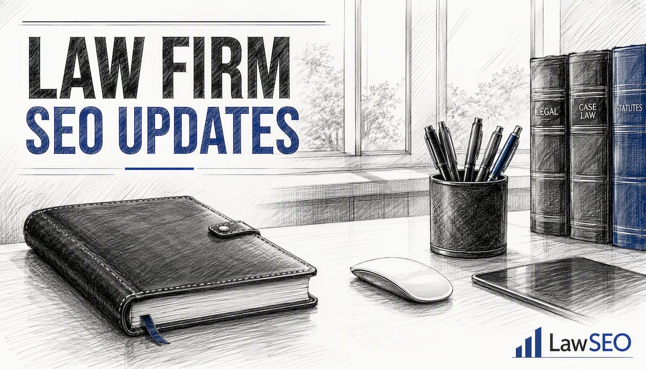 Legal office desktop with SEO tools and planner