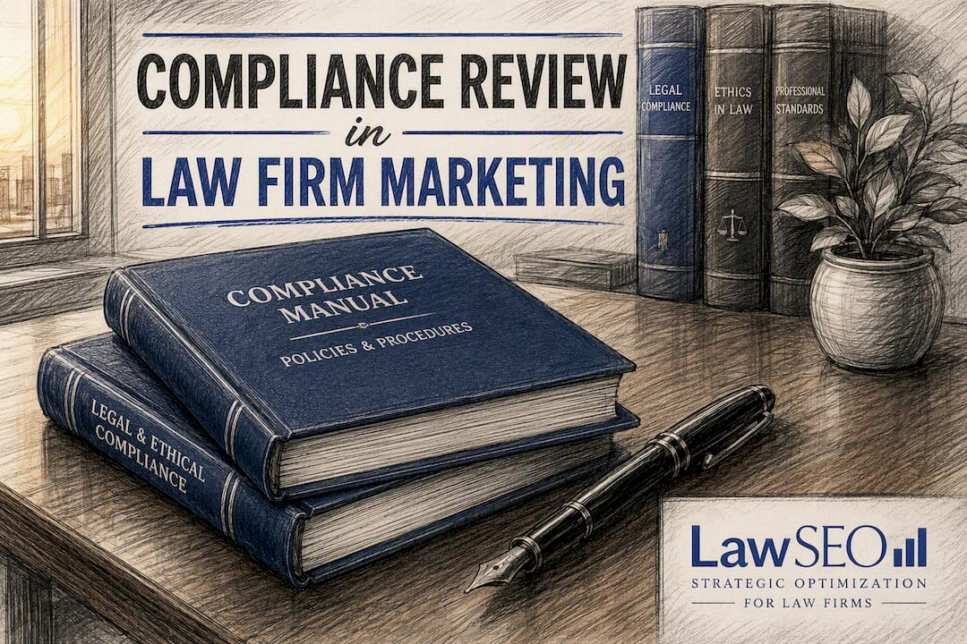 Compliance manuals and pen on desk