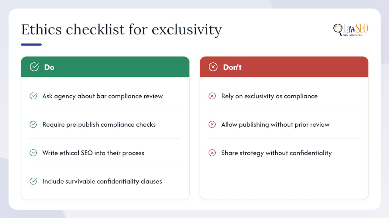 Are Exclusive SEO Contracts Ethically Sound for Law Firms? — overview diagram