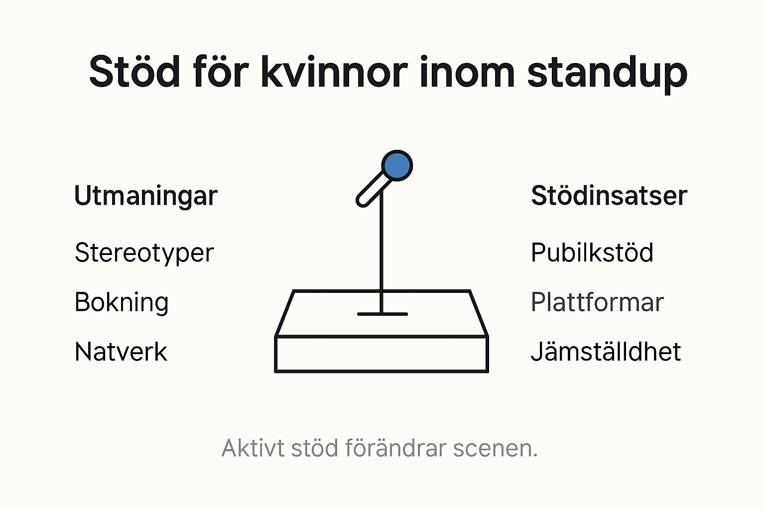 Visuell sammanställning över jämställdhetsarbete inom svensk standup