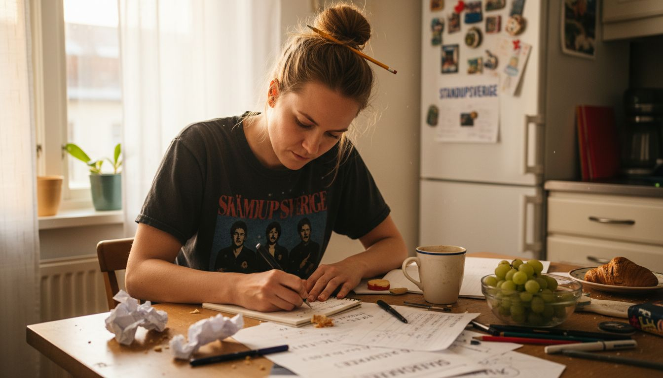 Seriemanusförfattare klurar på nya idéer vid köksbordet