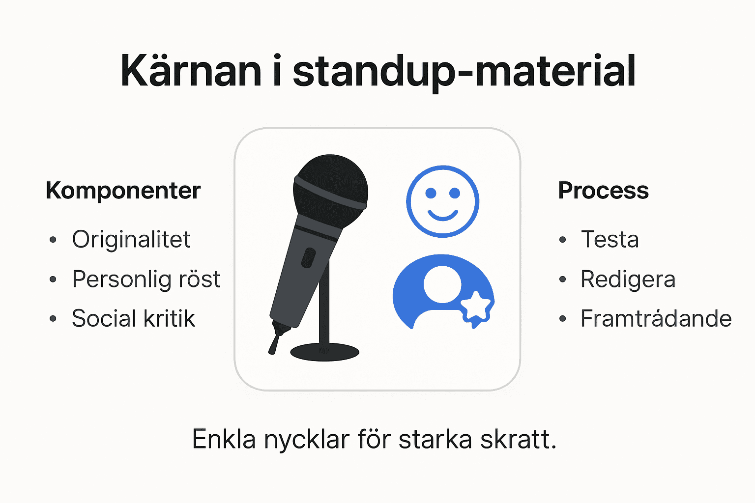 Illustration som sammanfattar de viktigaste delarna av ett standup-möte
