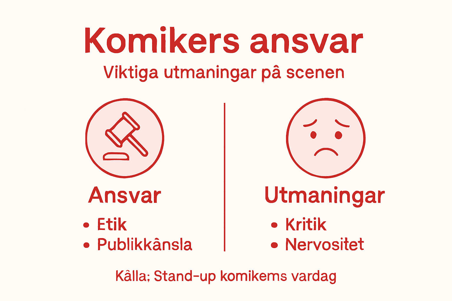 Grafisk översikt: Komikers roll, ansvar och de utmaningar de möter