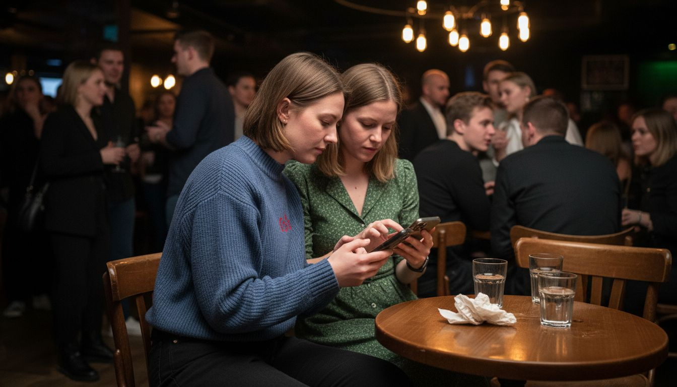 Vid Big Ben Stand Up visar besökarna upp sina biljetter i entrén.