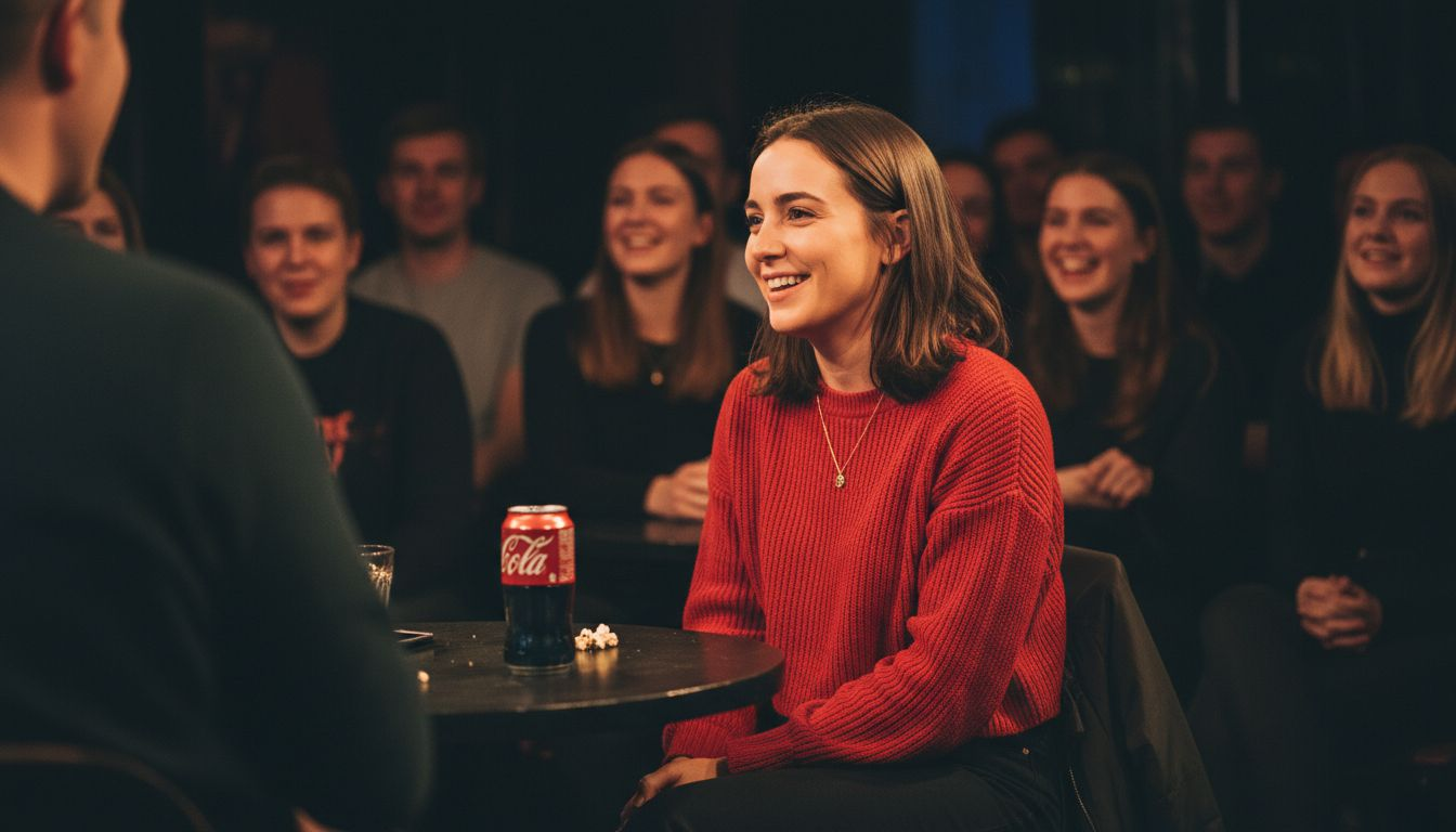 Publiken får chans att vara med och skoja tillsammans med komikern på scen.