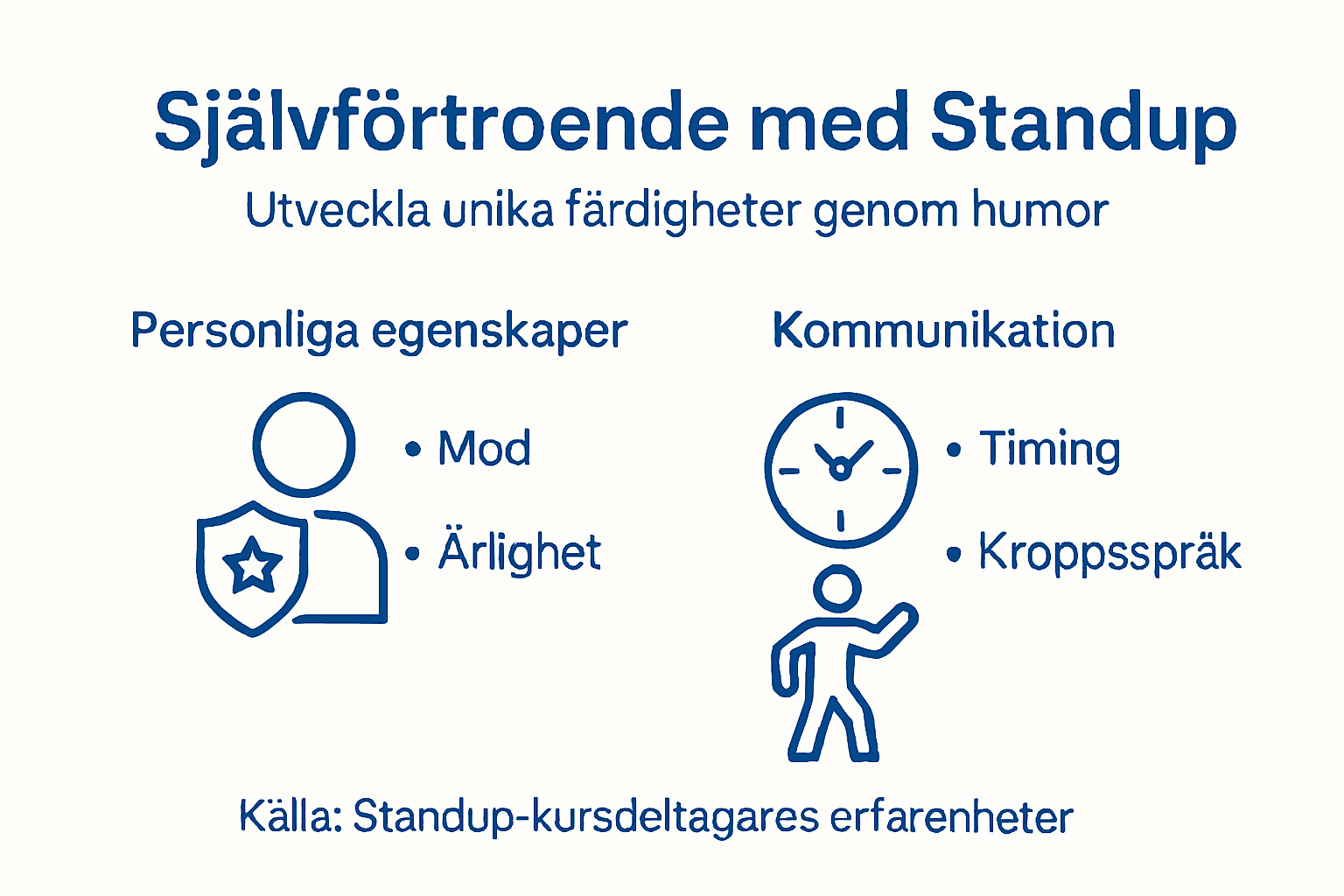 Grafisk översikt: Vad du får ut av en standupkurs – nya färdigheter och konkreta fördelar