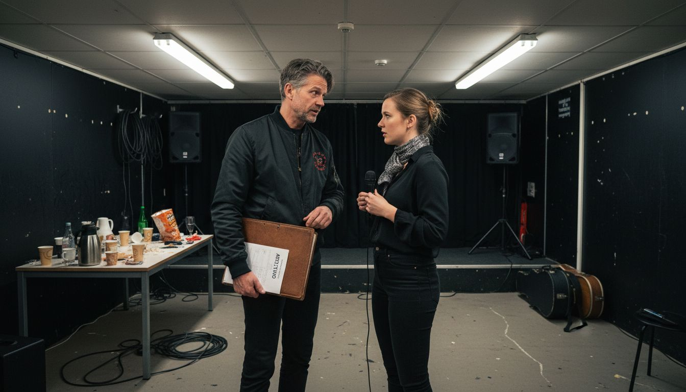 Arrangören bokar en komiker till backstageklubben.