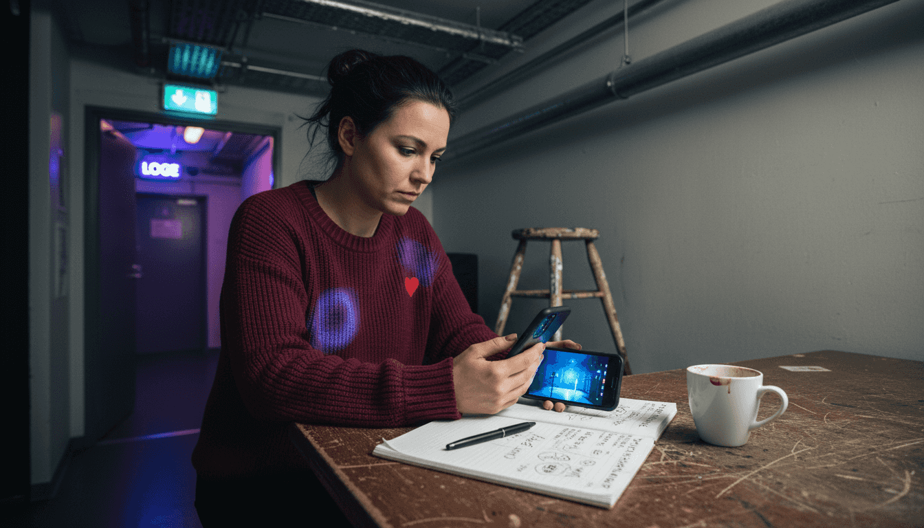 Komikern kollar publikens reaktioner på mobilen och funderar på hur skämten gick hem.