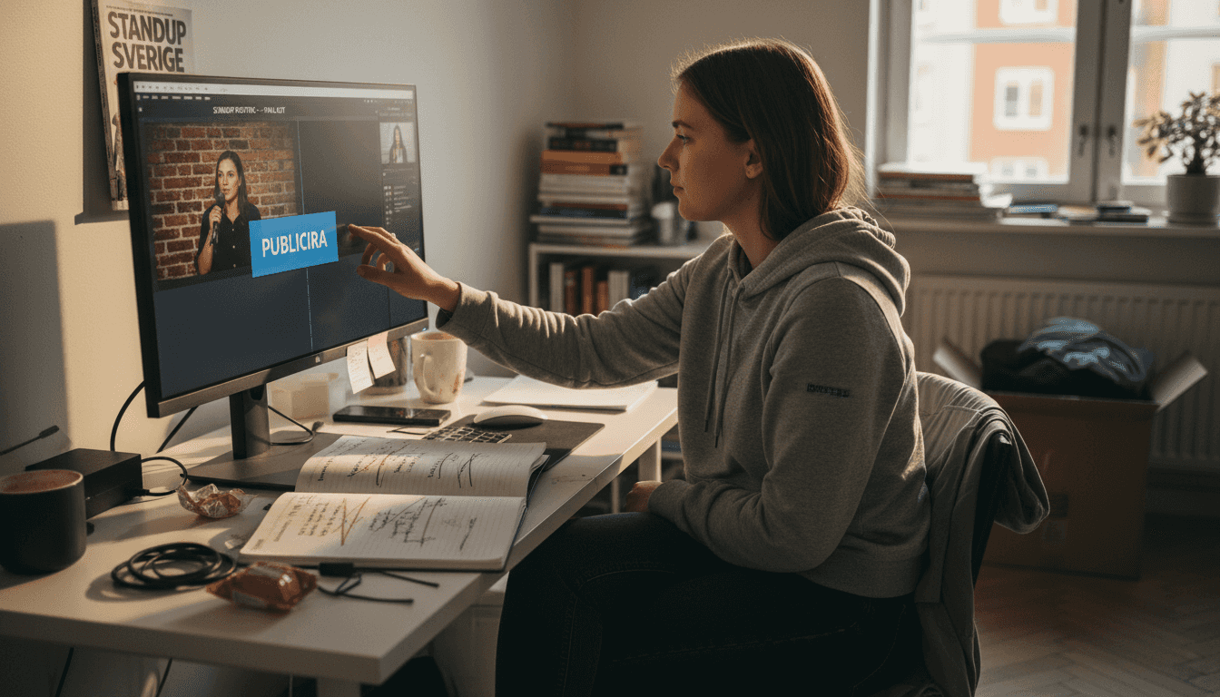 En komiker delar med sig av sin standup direkt från vardagsrummet.