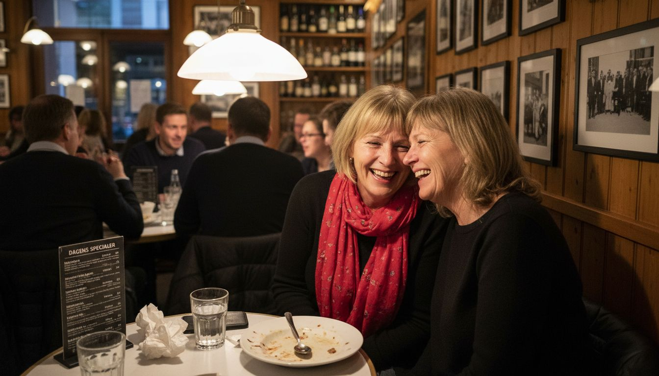 Två kvinnor skrattar ihop