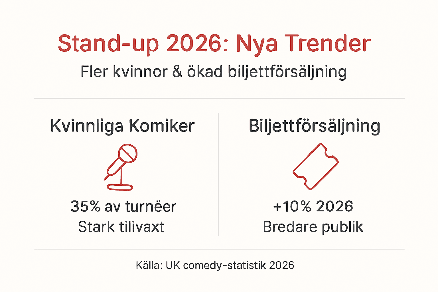 Infografik: fler kvinnor tar plats på standupscenen – och publikintresset ökar