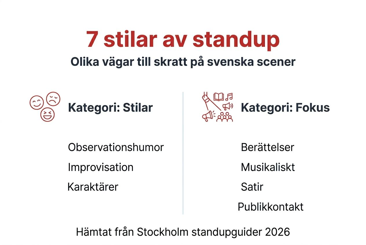 En översikt över olika standup-stilar på den svenska humorscenen