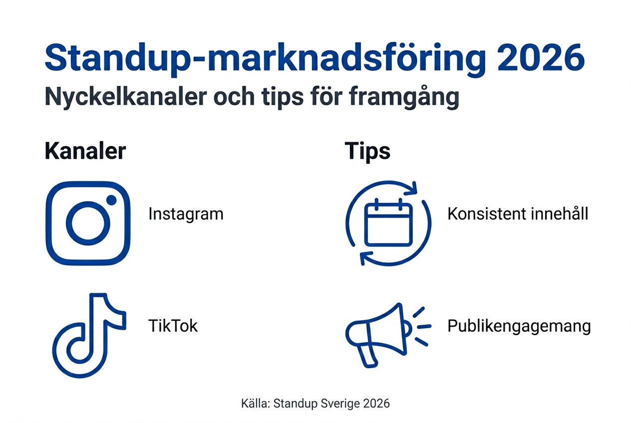 En infografik som visar de viktigaste kanalerna för standup-marknadsföring – och smarta råd för att lyckas.
