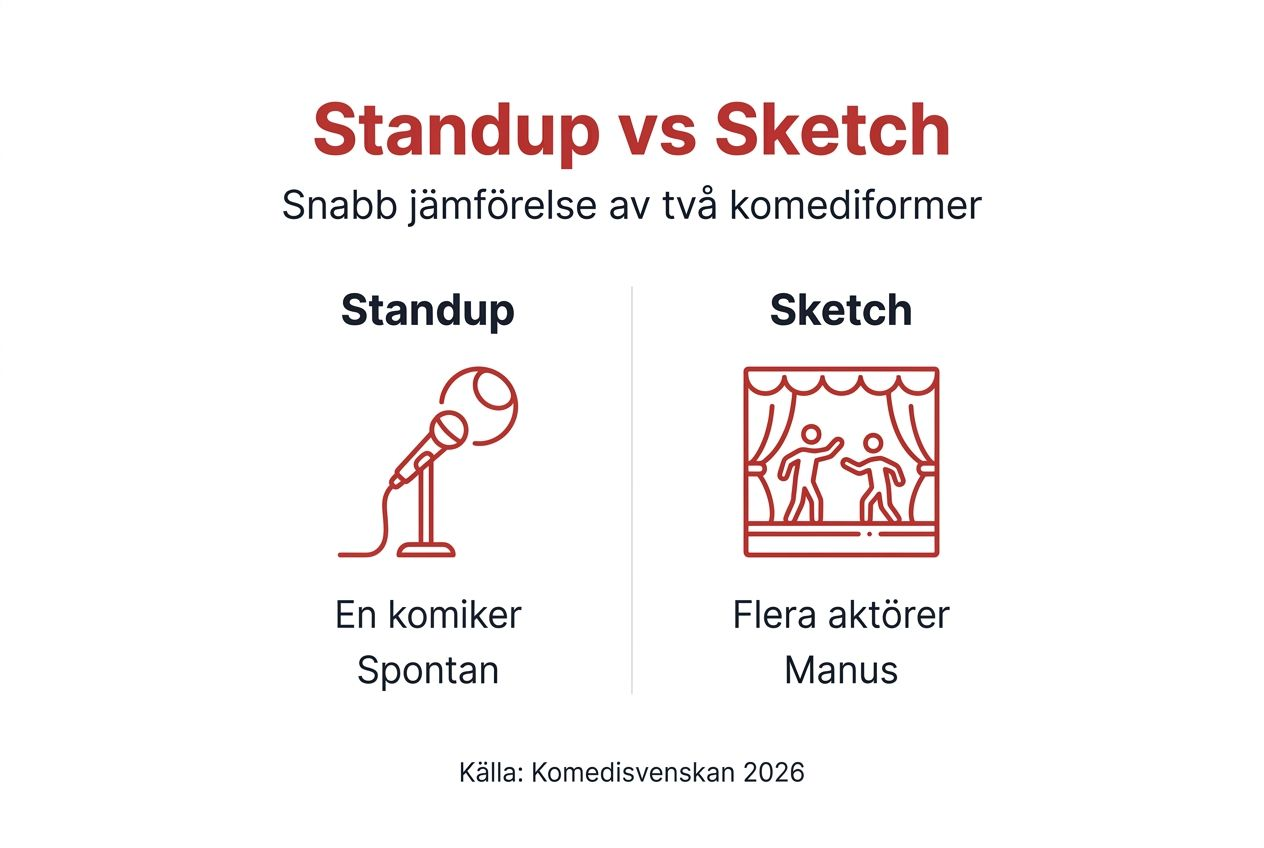 En överskådlig jämförelse mellan standup och sketch – allt du behöver veta i en infografik