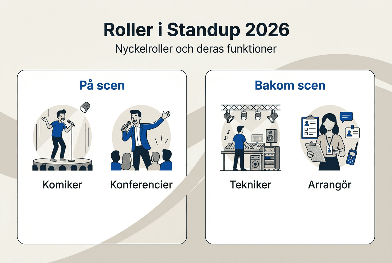 Översikt: Vilka gör vad på en standupkväll?