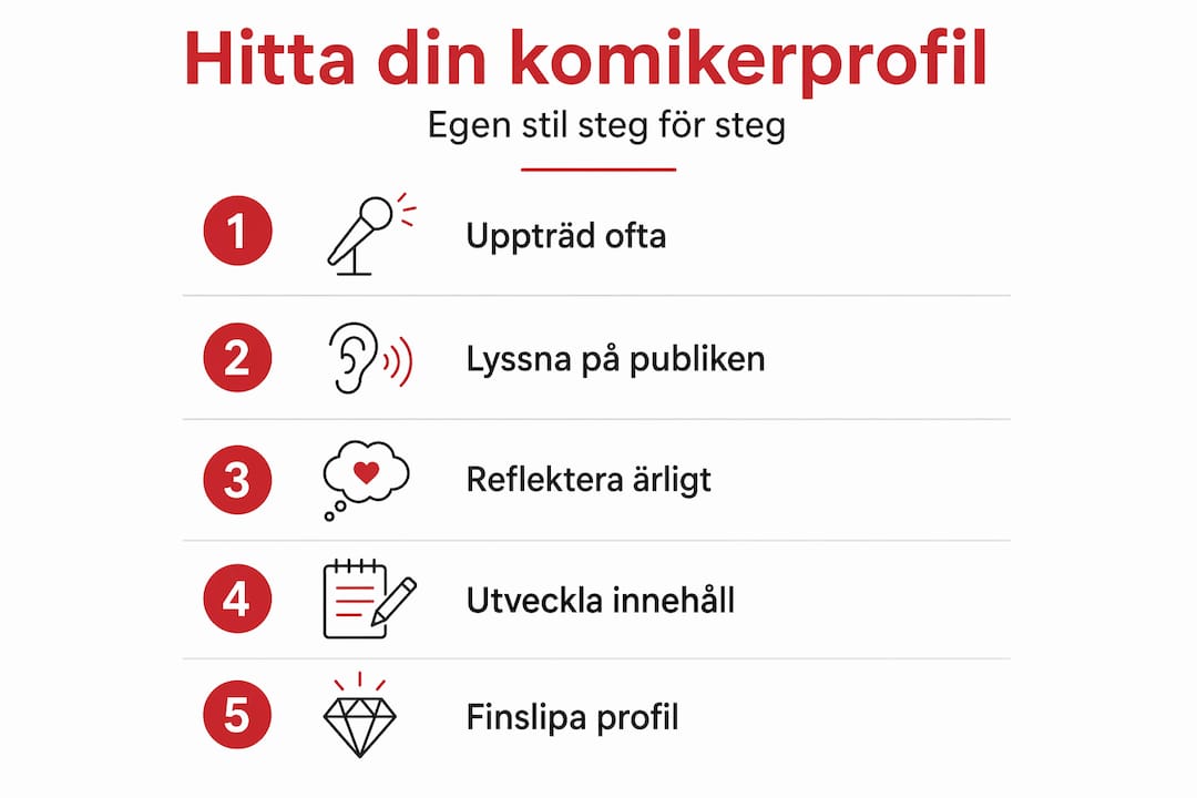 Så blir du en framgångsrik komiker – en infografik om vägen till att skapa din egen humorprofil