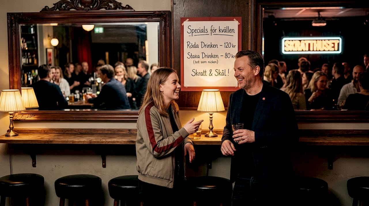 Två komiker sitter och snackar vid baren efter giget.