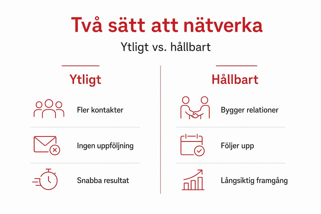 Infografik: Skillnaden mellan ytliga och genuina nätverksrelationer