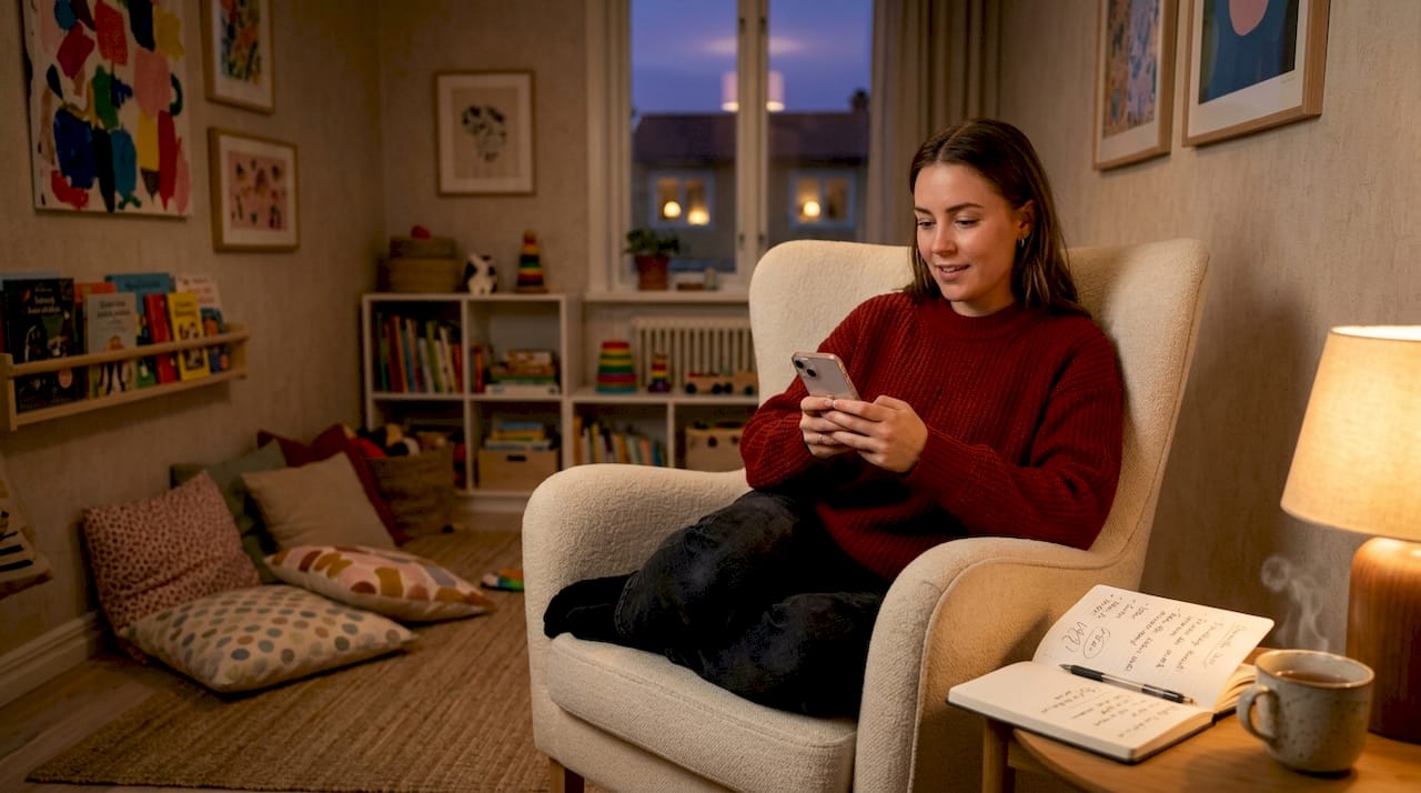 En person sitter hemma i soffan och bokar biljetter till en standup-show.