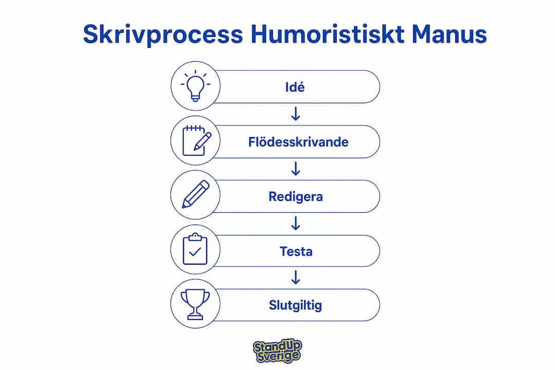 Infografik som guidar dig genom processen att skriva ett roligt manus