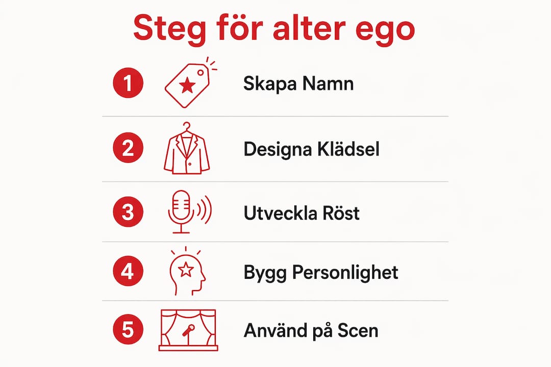 Infografik som guidar dig steg för steg till hur du skapar och använder ett alter ego