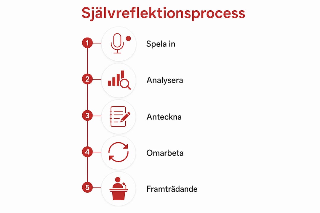 En infografik som guidar dig genom olika steg för att reflektera över din egen standup.
