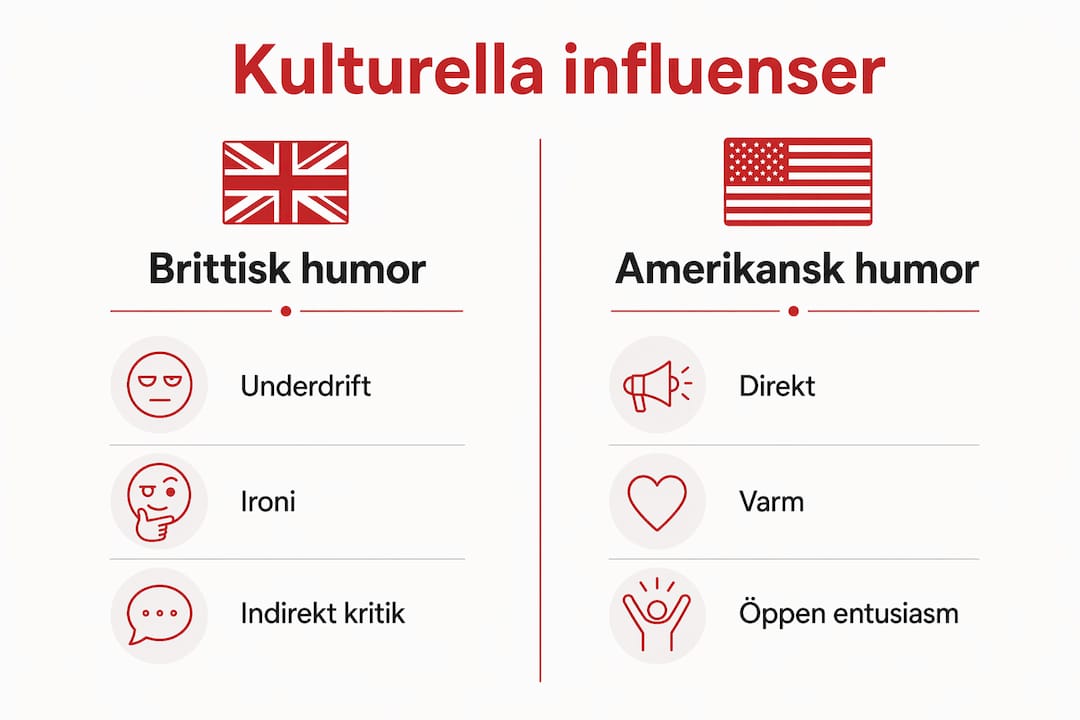 Grafik som visar skillnader mellan brittisk och amerikansk humor
