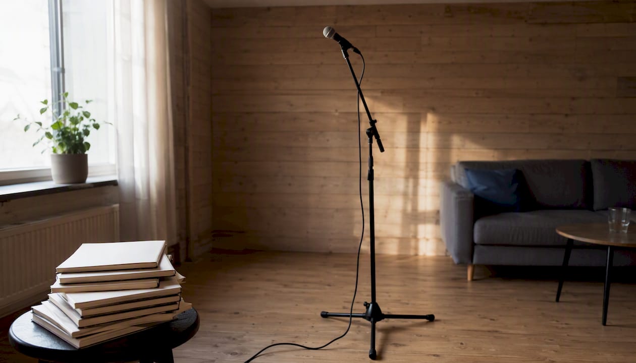 Enkel standup-utrustning på trägolv