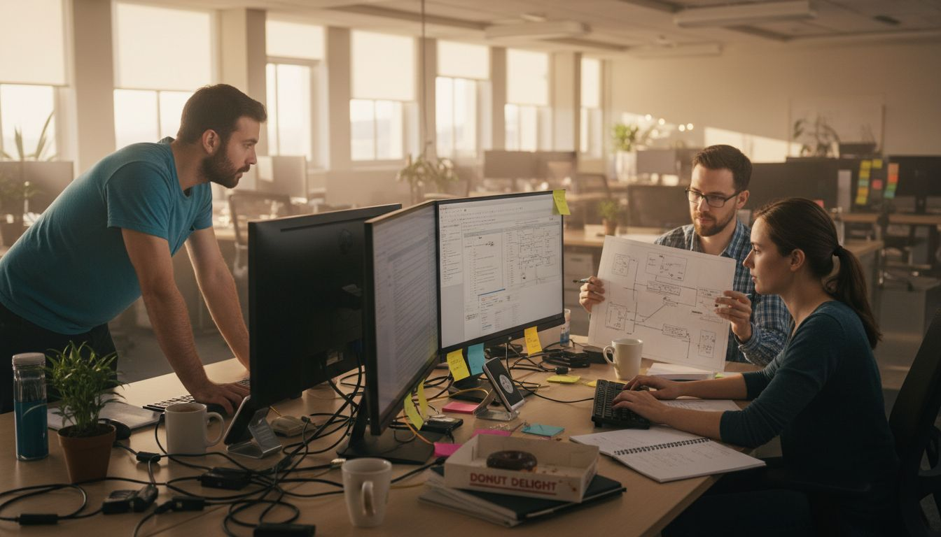 Tech support team at busy SMB office