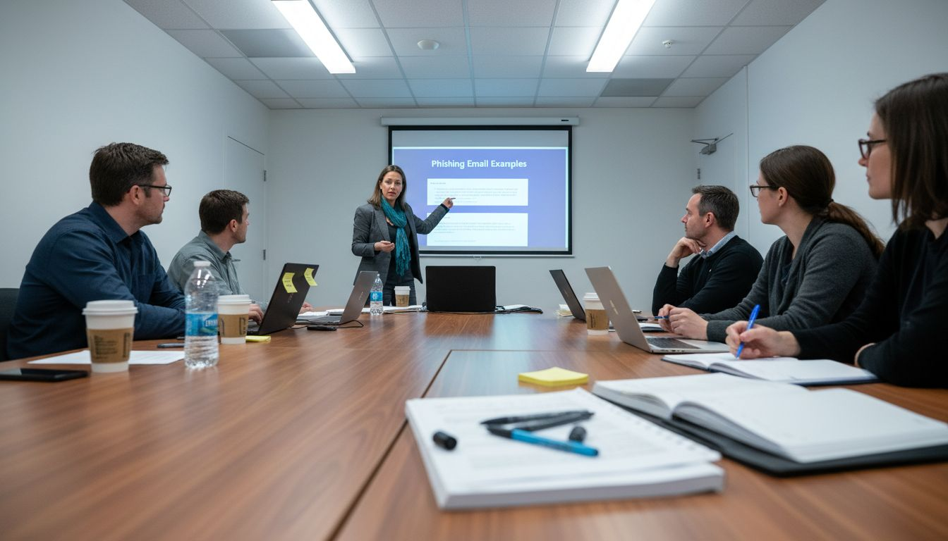 Cybersecurity trainer leading phishing session