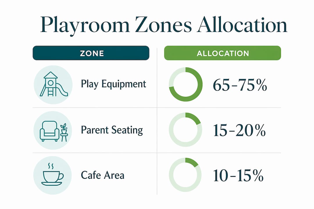 Infographic showing playroom zones and space allocation