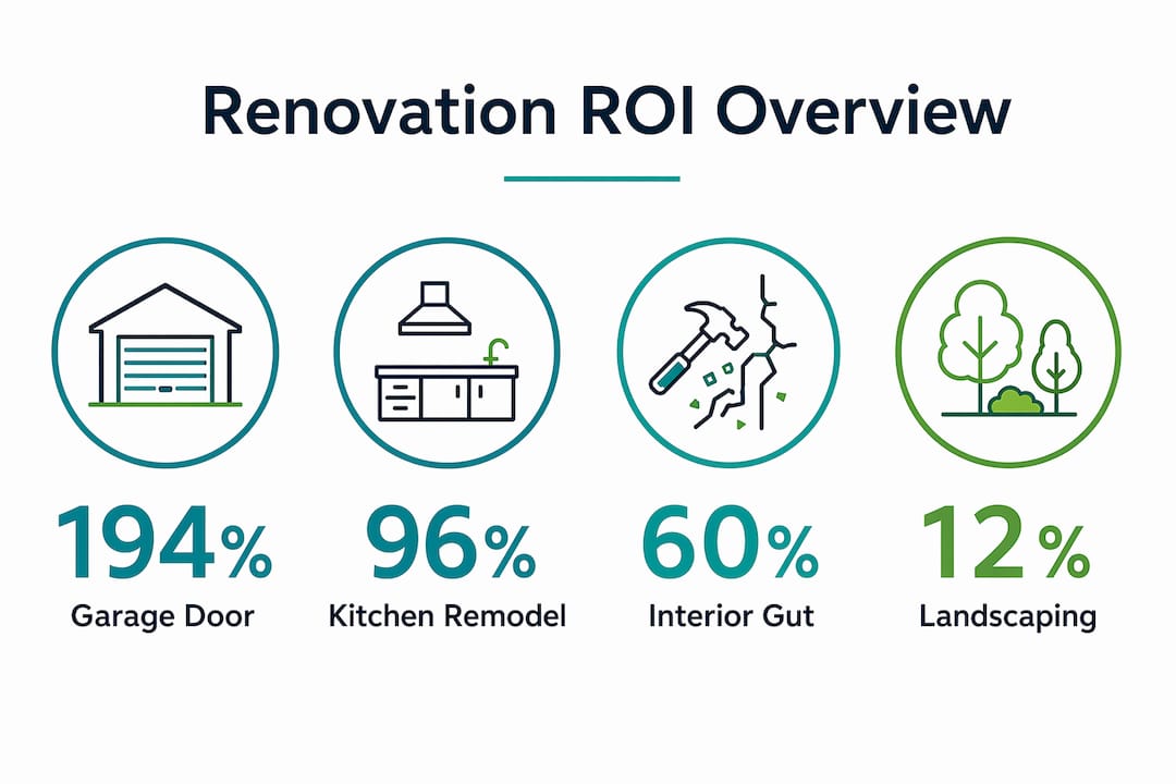 Infographic showing renovation ROI percentages