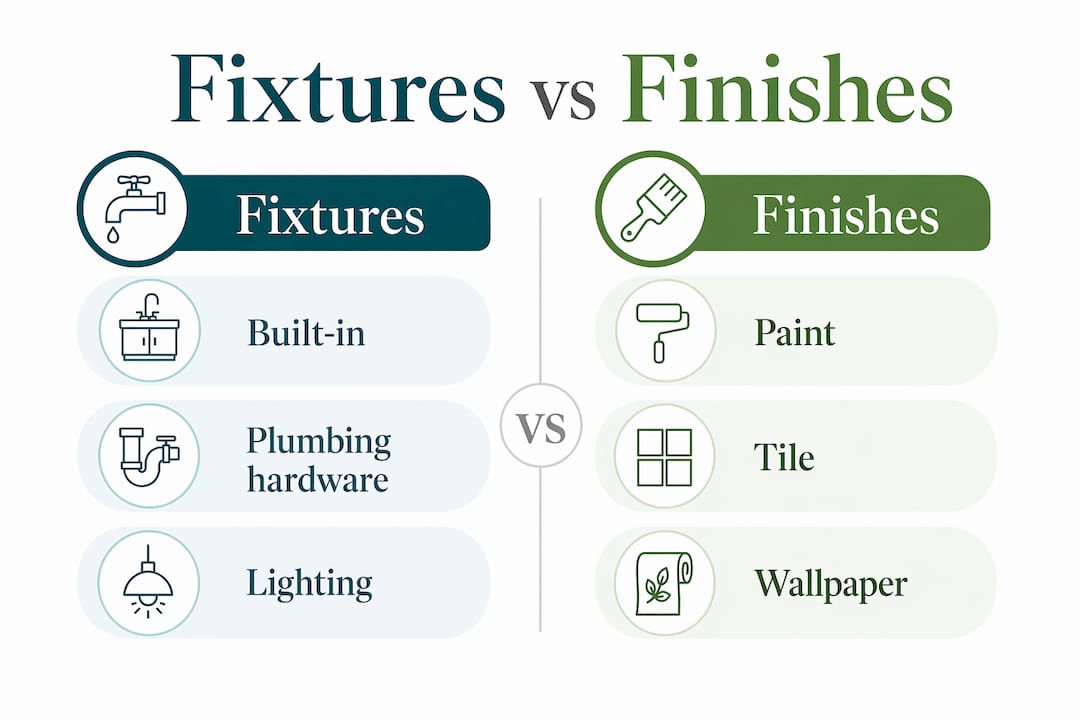 Infographic comparing fixtures and finishes