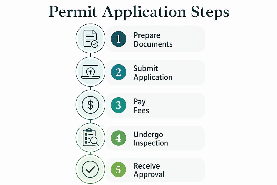 Infographic showing permit application steps