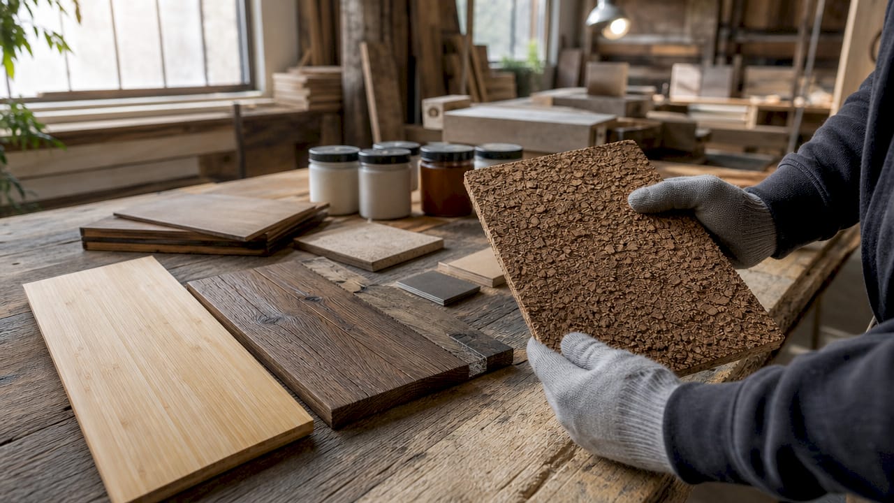 Close-up of eco-friendly sustainable millwork materials
