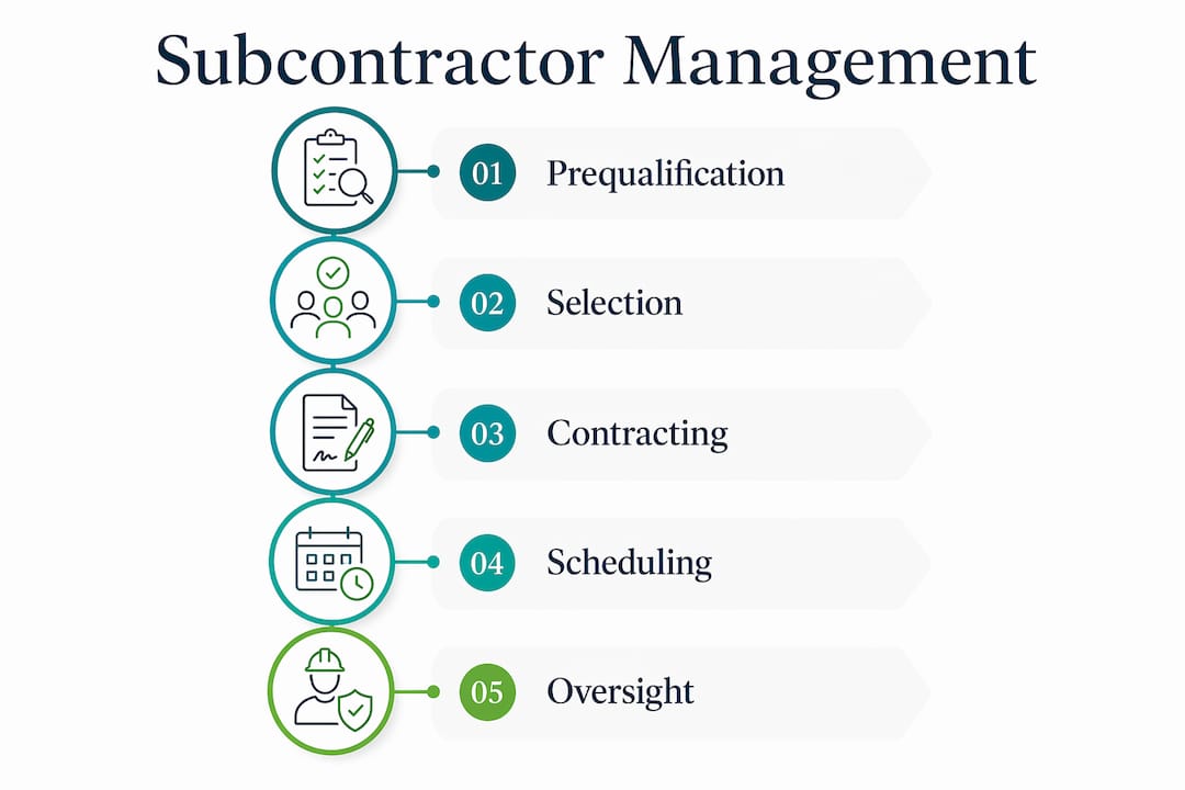 Infographic outlining subcontractor management steps