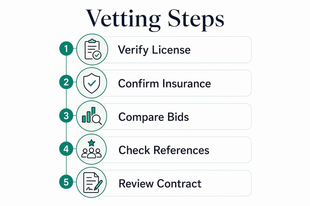 Infographic outlining contractor vetting steps