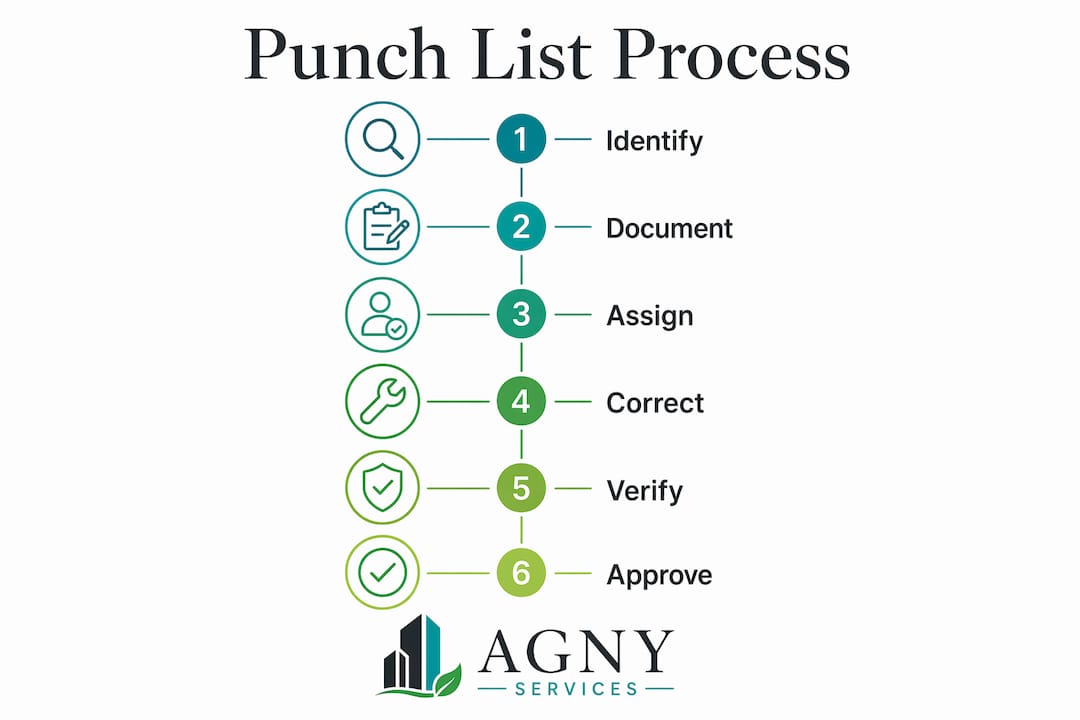 Infographic showing construction punch list process steps