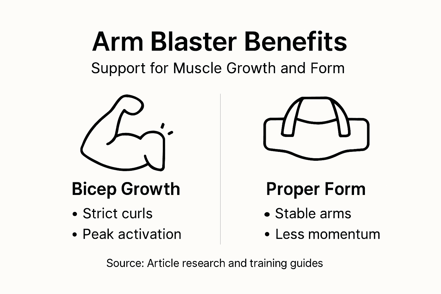 Infographic on arm blaster bicep benefits