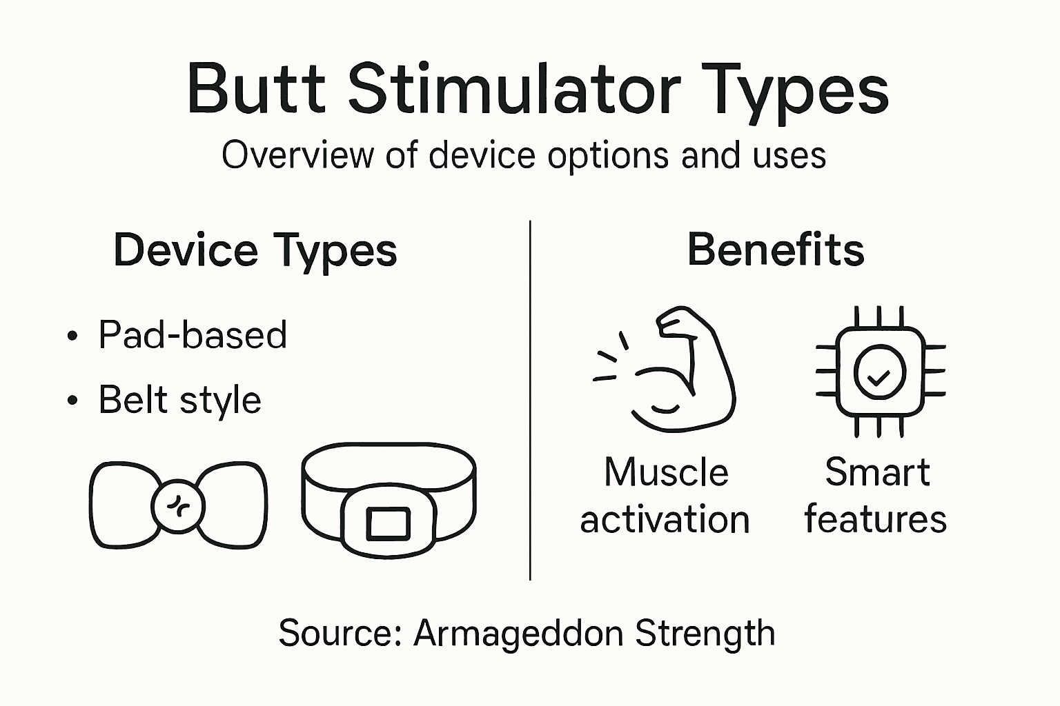 Infographic comparing butt stimulator types and benefits