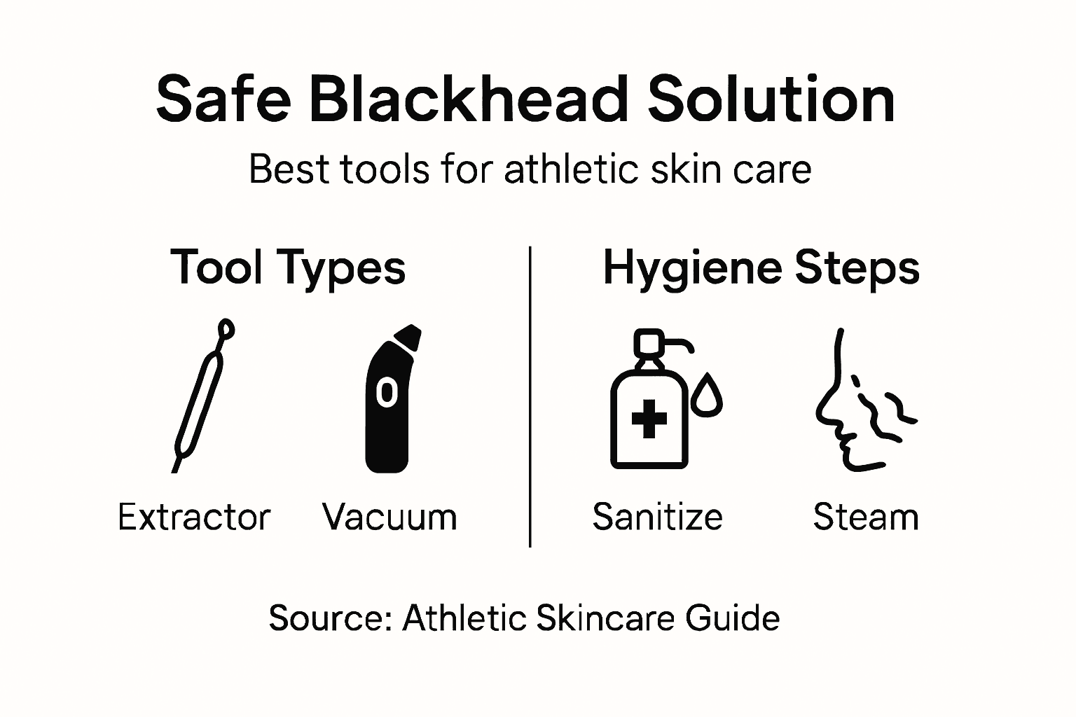 Infographic showing blackhead tool types and hygiene