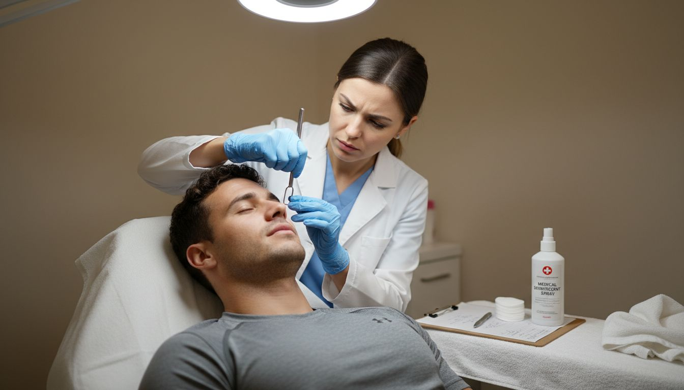 Professional extraction for athlete in clinic