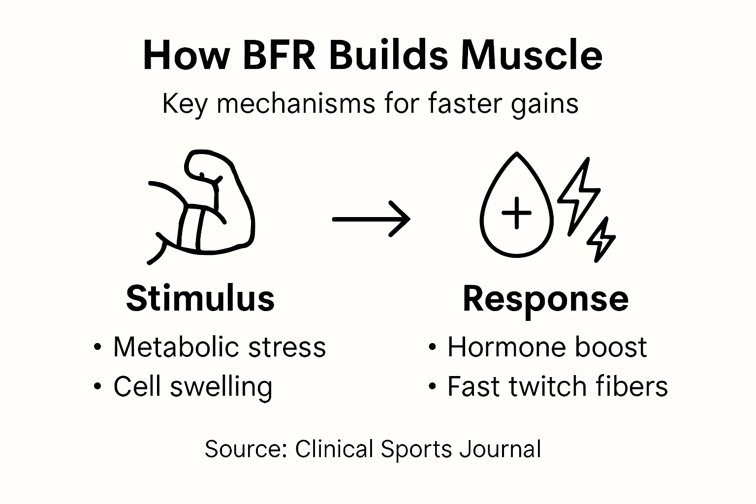 Infographic about BFR muscle growth mechanisms