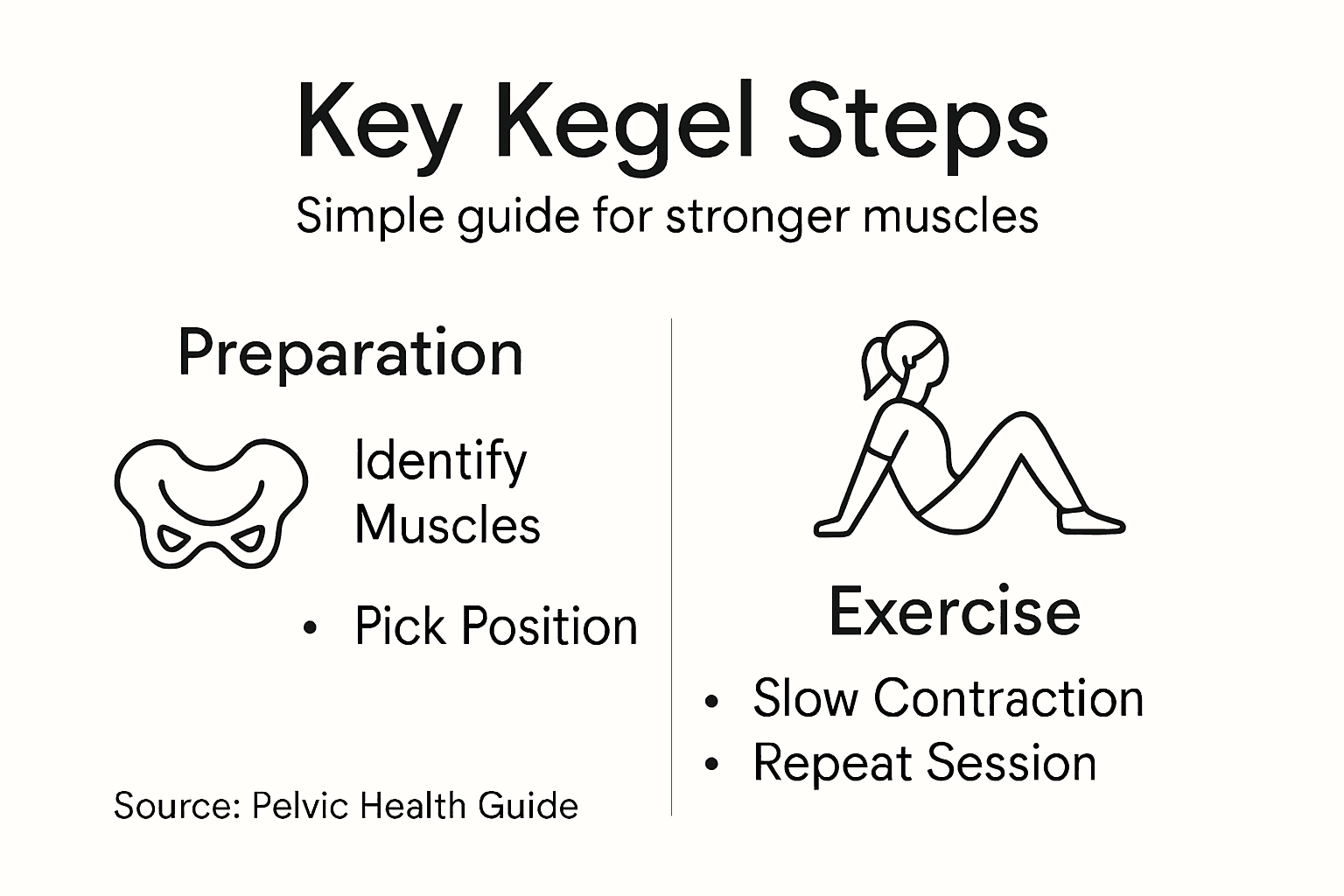 Infographic summarizing Kegel exercise steps