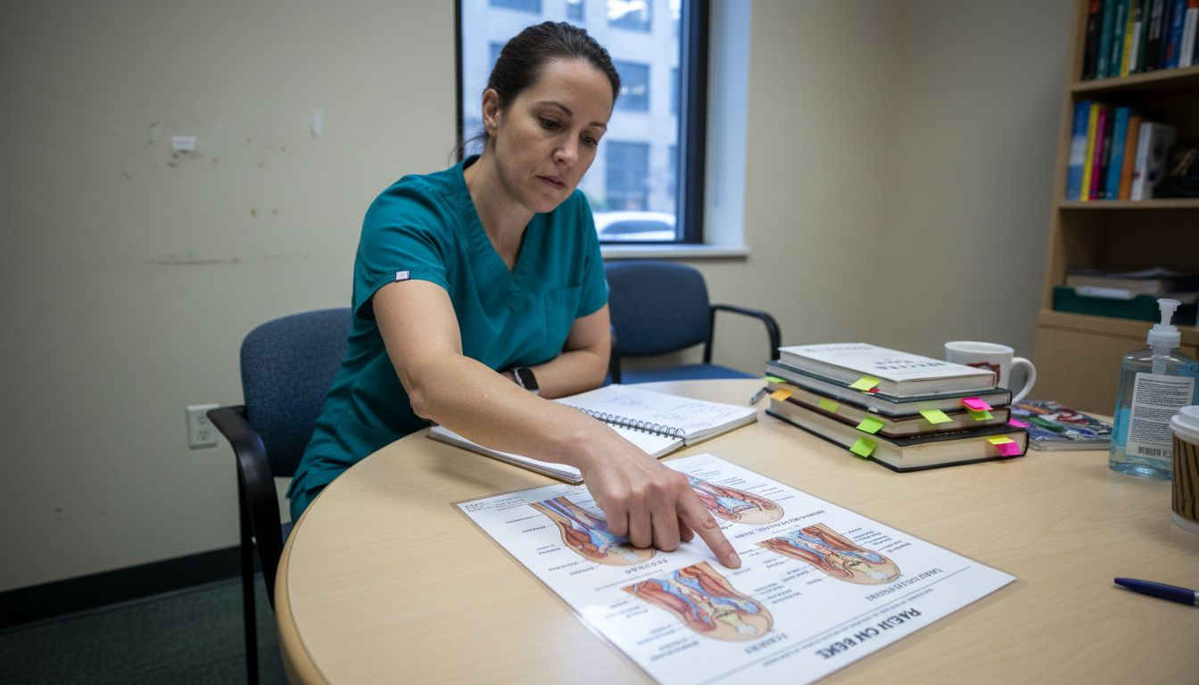 Educator explaining pelvic floor muscle anatomy