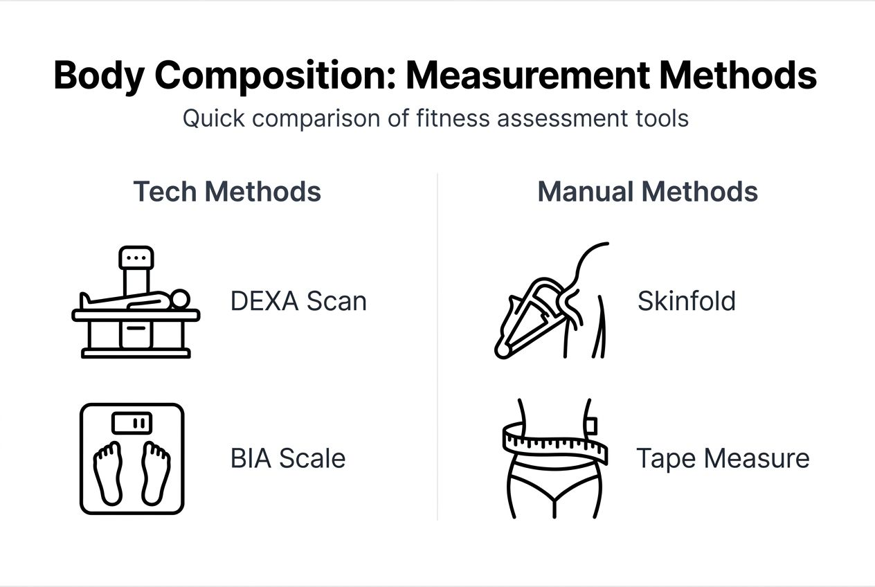Infographic comparing body composition measurement methods