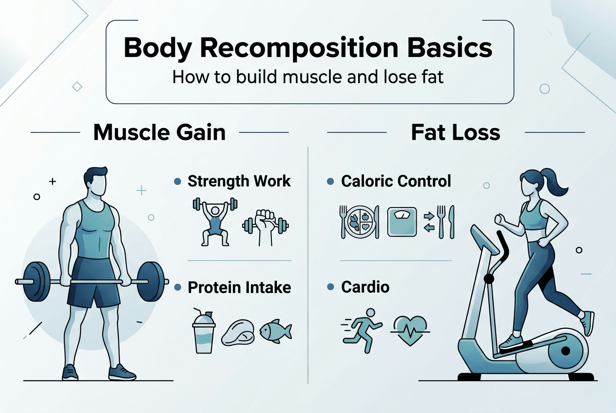 Infographic overview of muscle gain and fat loss