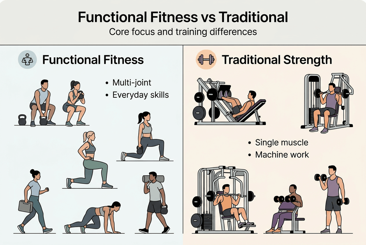 Functional versus traditional fitness infographic